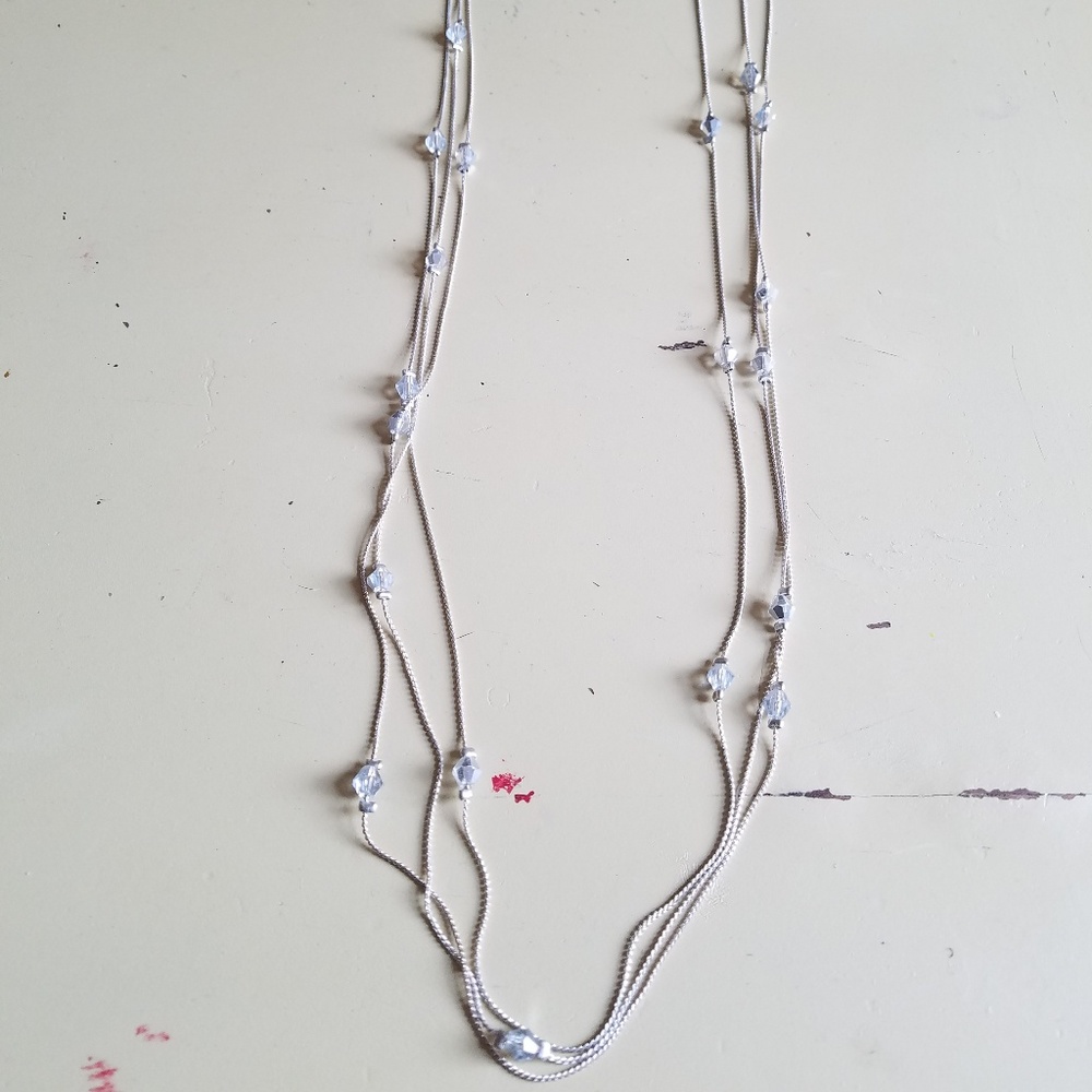 Long silver necklace